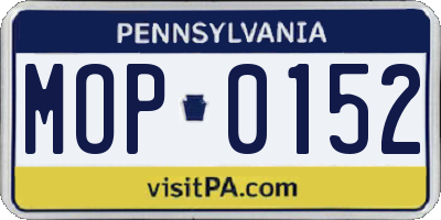 PA license plate MOP0152