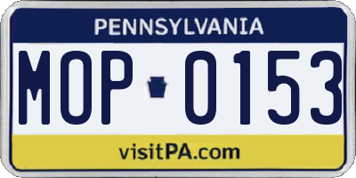 PA license plate MOP0153