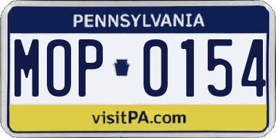 PA license plate MOP0154