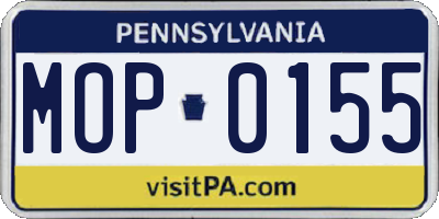 PA license plate MOP0155