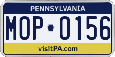 PA license plate MOP0156