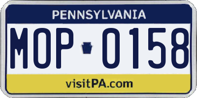 PA license plate MOP0158