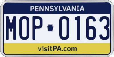 PA license plate MOP0163