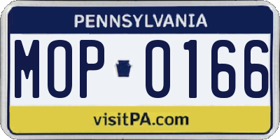 PA license plate MOP0166