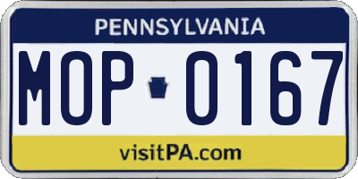 PA license plate MOP0167