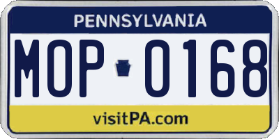 PA license plate MOP0168