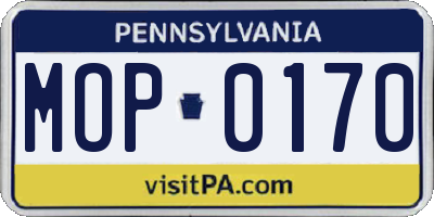 PA license plate MOP0170