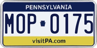 PA license plate MOP0175