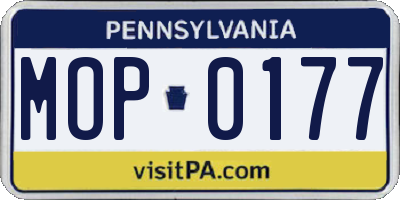 PA license plate MOP0177