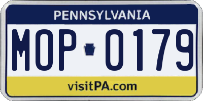 PA license plate MOP0179