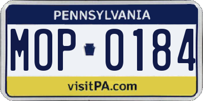 PA license plate MOP0184