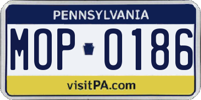 PA license plate MOP0186