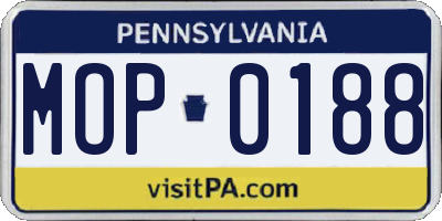 PA license plate MOP0188