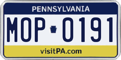 PA license plate MOP0191