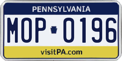 PA license plate MOP0196
