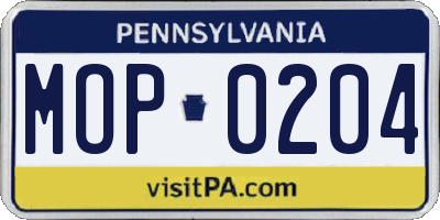 PA license plate MOP0204