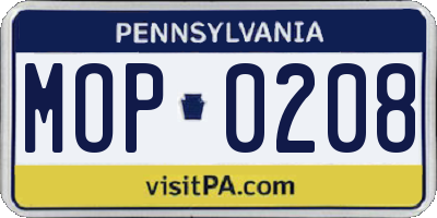 PA license plate MOP0208