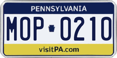 PA license plate MOP0210