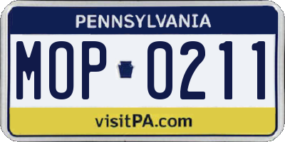 PA license plate MOP0211