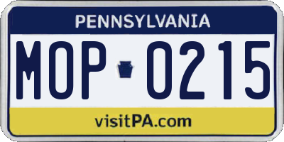 PA license plate MOP0215