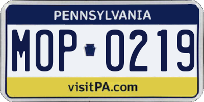 PA license plate MOP0219