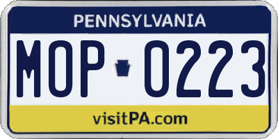 PA license plate MOP0223