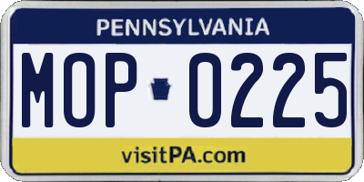 PA license plate MOP0225