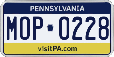 PA license plate MOP0228