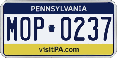 PA license plate MOP0237