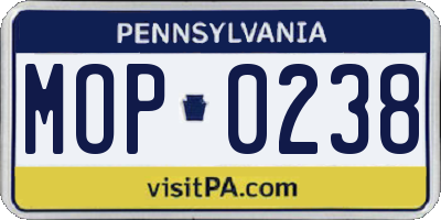 PA license plate MOP0238