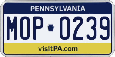 PA license plate MOP0239