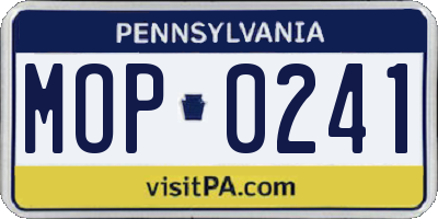 PA license plate MOP0241