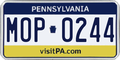 PA license plate MOP0244
