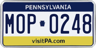 PA license plate MOP0248