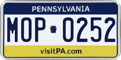 PA license plate MOP0252