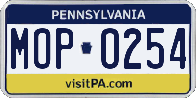 PA license plate MOP0254
