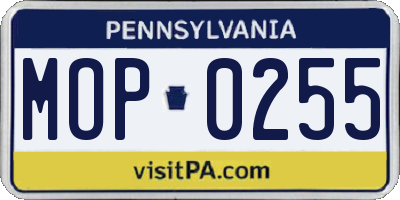 PA license plate MOP0255