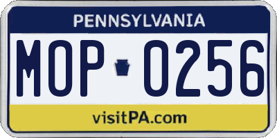 PA license plate MOP0256