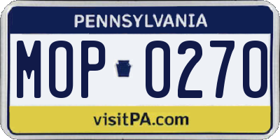 PA license plate MOP0270