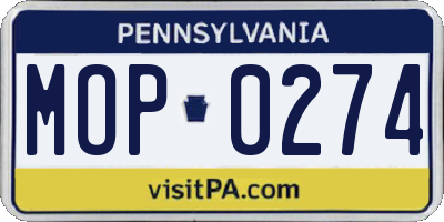 PA license plate MOP0274