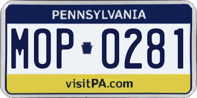 PA license plate MOP0281