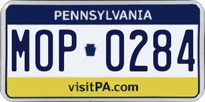 PA license plate MOP0284