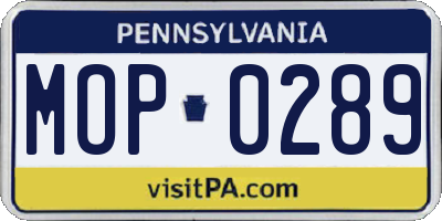 PA license plate MOP0289