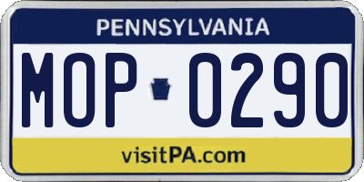 PA license plate MOP0290