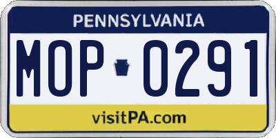 PA license plate MOP0291