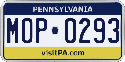 PA license plate MOP0293
