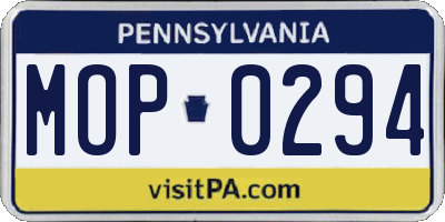 PA license plate MOP0294