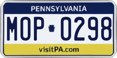 PA license plate MOP0298