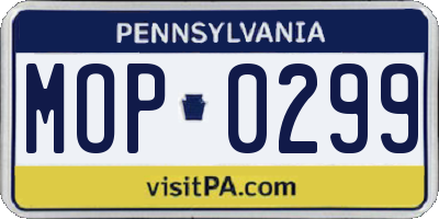 PA license plate MOP0299