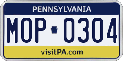 PA license plate MOP0304